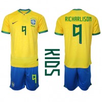 Brasil Richarlison #9 Fotballklær Hjemmedraktsett Barn VM 2022 Kortermet (+ korte bukser)